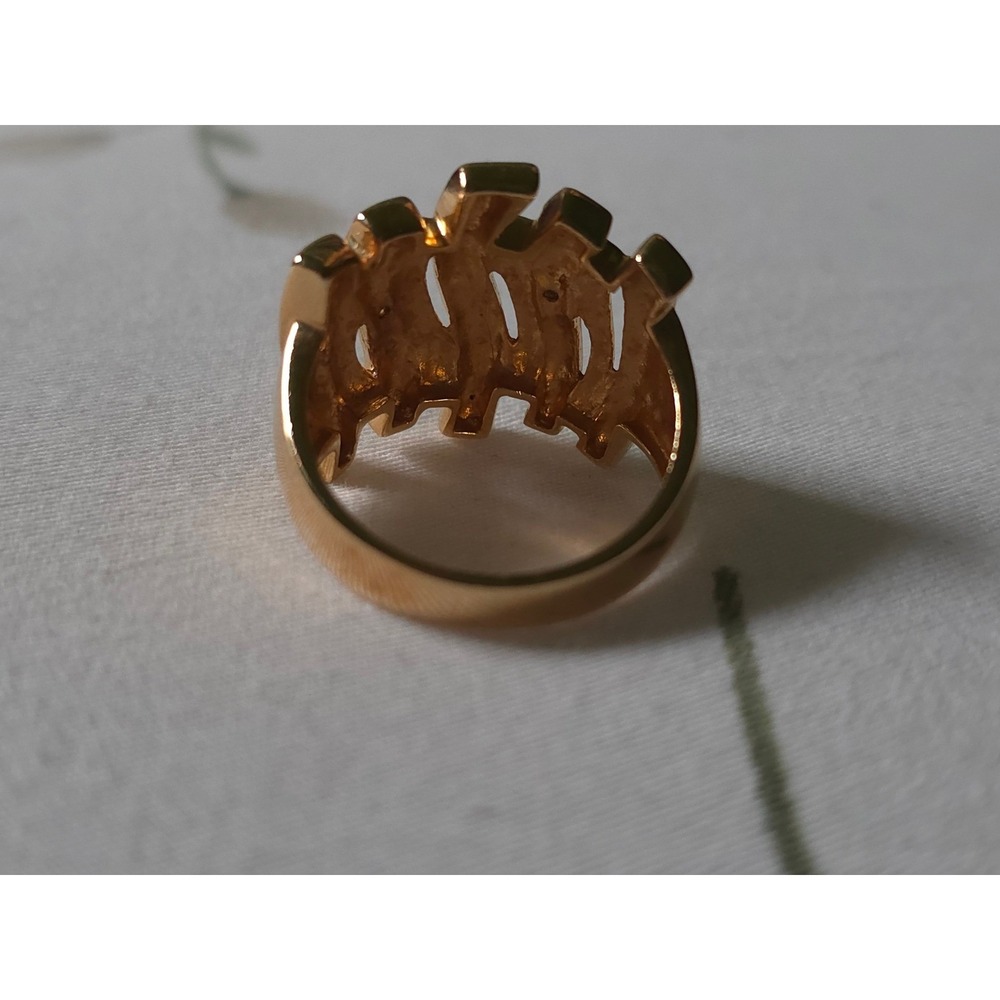 Vintage Gold Plated Sterling Silver 925 Wavy Statement Ring Size 9 Two Tone - Picture 3 of 8